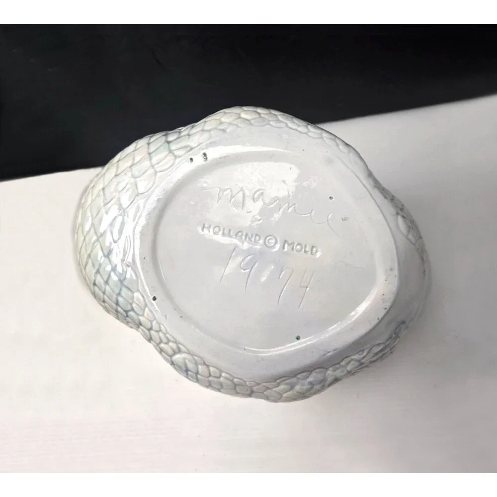 Vintage Holland Mold Swan Planter Pearlized Iridescent Luster Ceramic 11” 1974